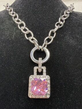 Swarovski Princess Cut 12ct halo necklace with pendant